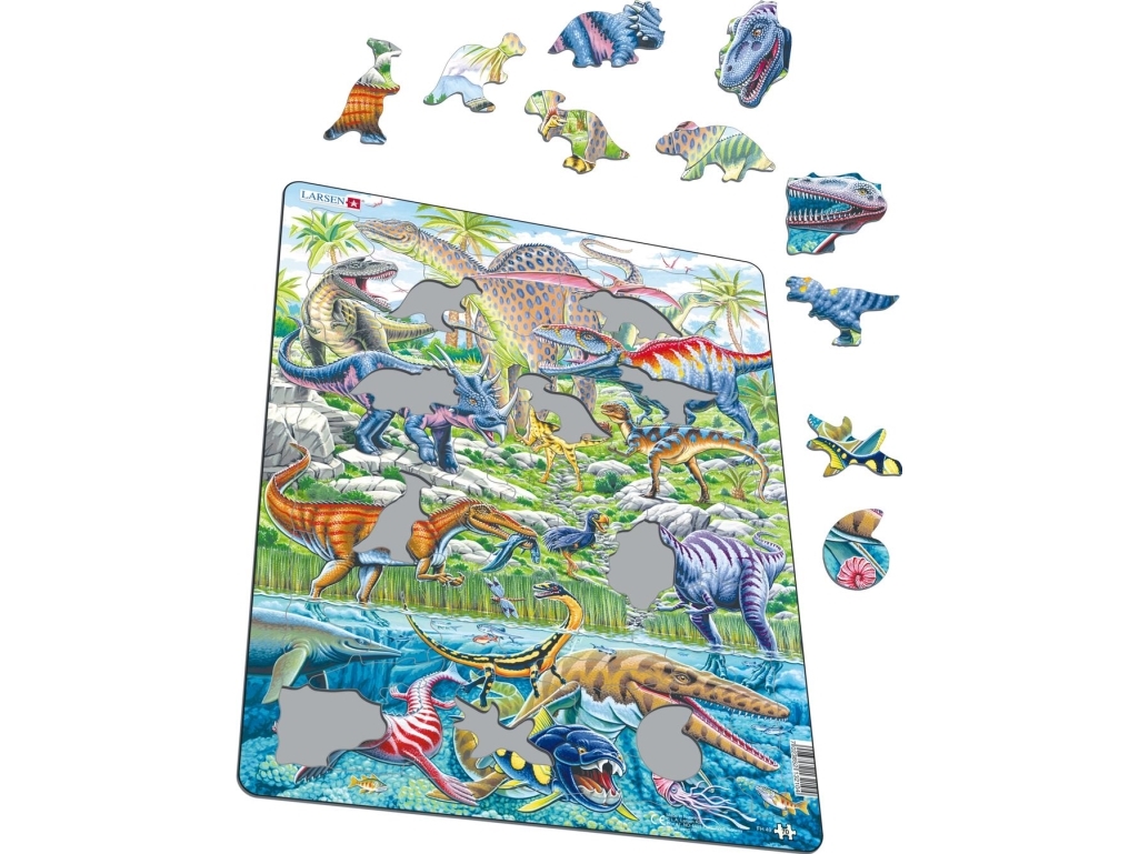Puslespil Dinosaurer Til Vands, Lands Og I Luften - 70 Brikker, Maxi (36.5X28.5Cm)