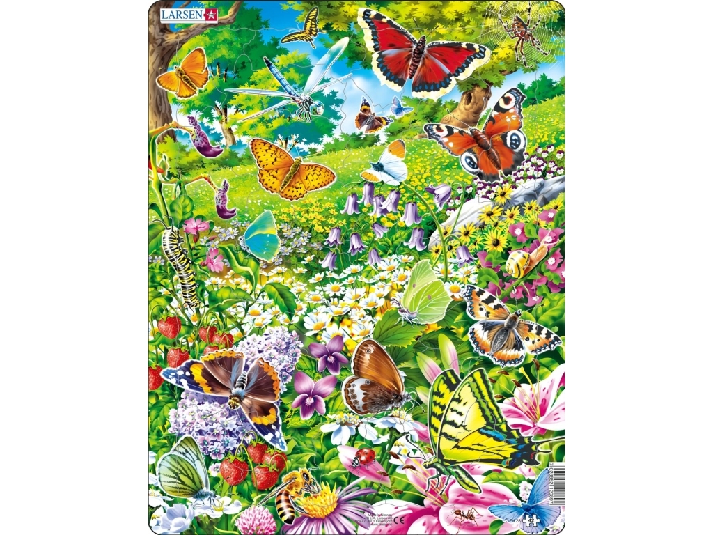 Larsen Puslespil Puslespil Sommerfugle - 42 Brikker, Maxi (36.5X28.5 Cm)