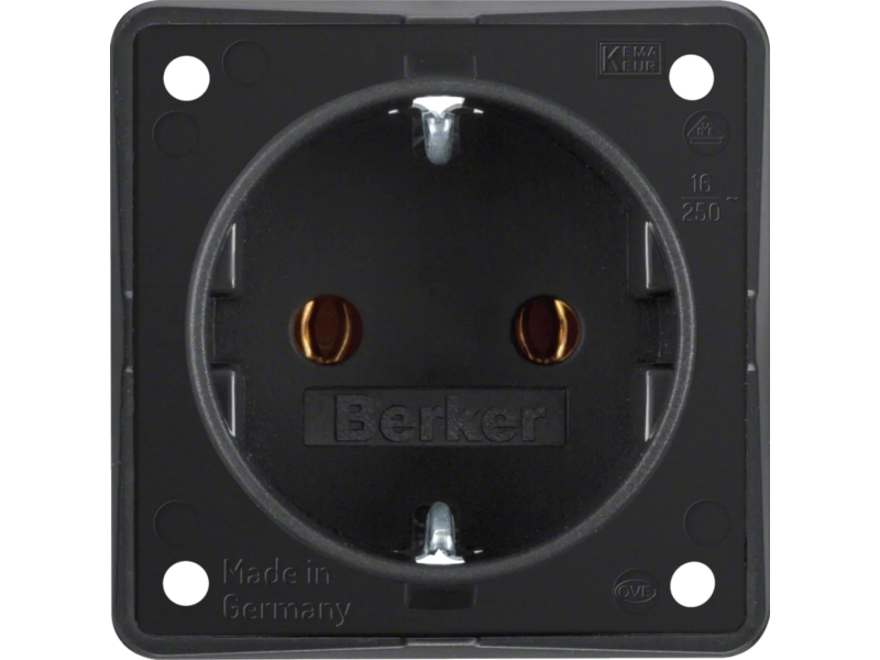 Berker 0947782503 Steckdose Schuko Integro Einsätze Schwarz, Ma