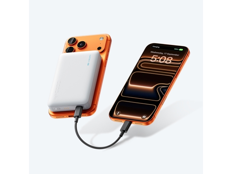 Cuktech Wpb100n 20W 10000Mah Magnetisk Powerbank Med Stativ - Hvid