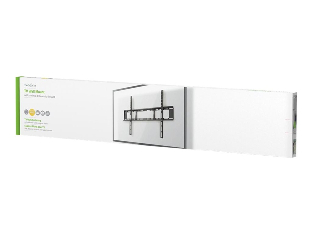 Nedis Tvwm1051bk - Monteringssæt (Vægplade, 2 Monteringsbøjler) - Fikseret - For Tv - Stål - Sort - Skærmstørrelse: 37"-70"
