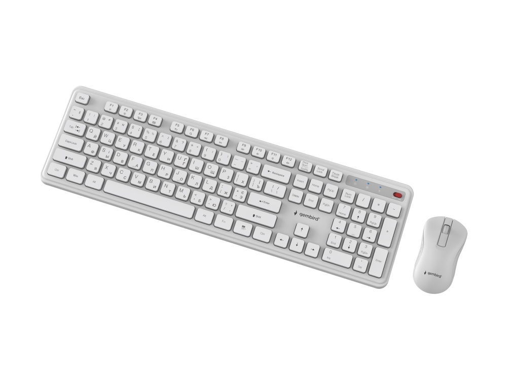 Gembird Slim Pro Business - Sæt Med Mus Og Tastatur - Full Size - Trådløs - 2.4 Ghz - Cyrillic - Hvid