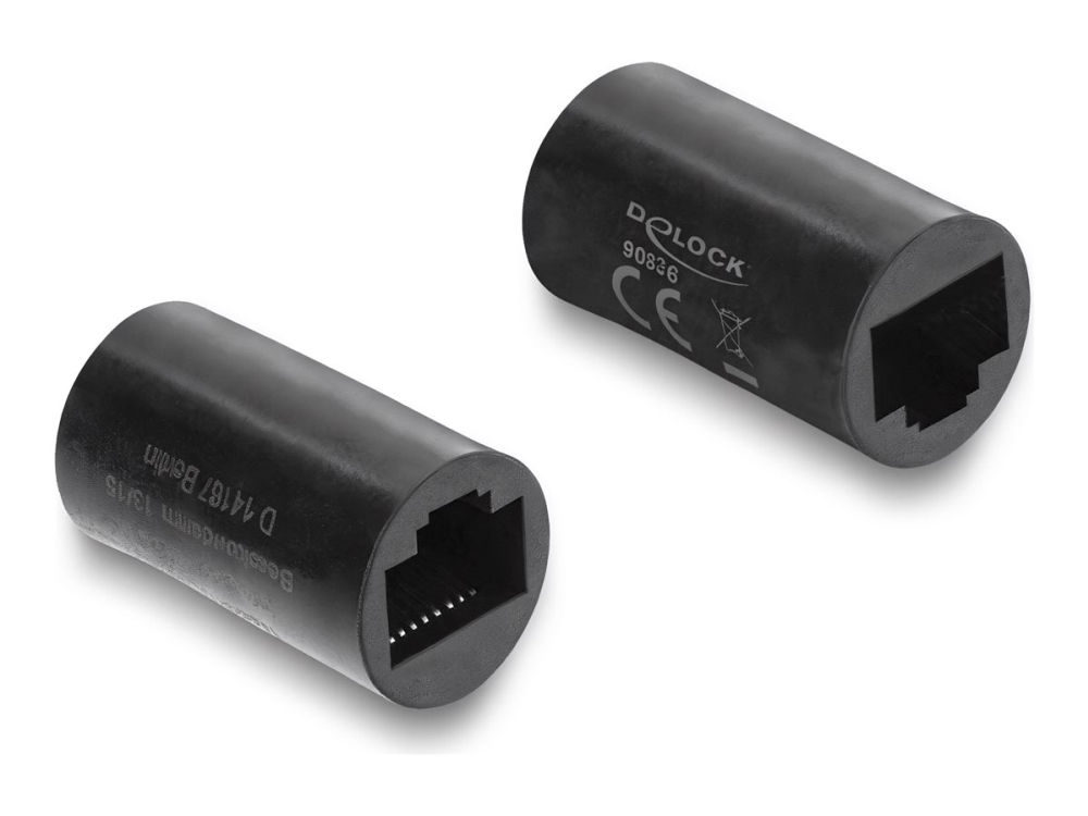 Delock - Netværkskobling - Rj-45 (Hun) Til Rj-45 (Hun) - Cat 6 - Cylindrical Shape - Sort