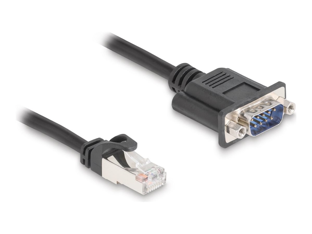 Delock - Seriel Rs-232 Kabel - Rj-45 (Han) Til Db-9 (Han) Med Nødder - 1 M - 6 Mm - Stp - Cat 5E - Can Bus Adapter - Sort