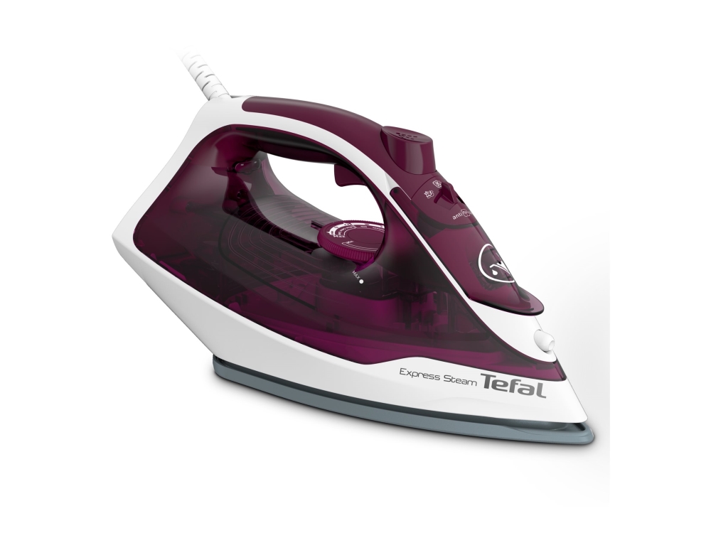 Tefal Express Steam Fv2835e0, Trocken- & Dampfbügeleisen, Cerilium-Sohle, 1,9 M, 160 G/Min, Violett, Weiß, 35 G/Min
