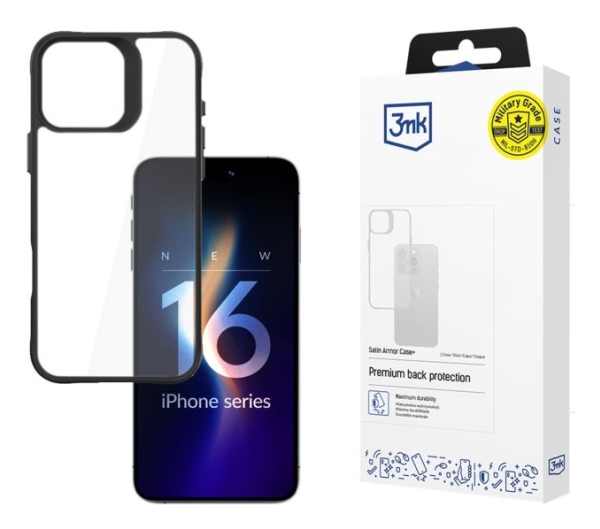 3Mk Satin Armor Case+ Pro Apple Iphone 16 Pro Max, Cover, Apple, Iphone 16 Pro Max, 17,5 Cm (6.9"), Transparent