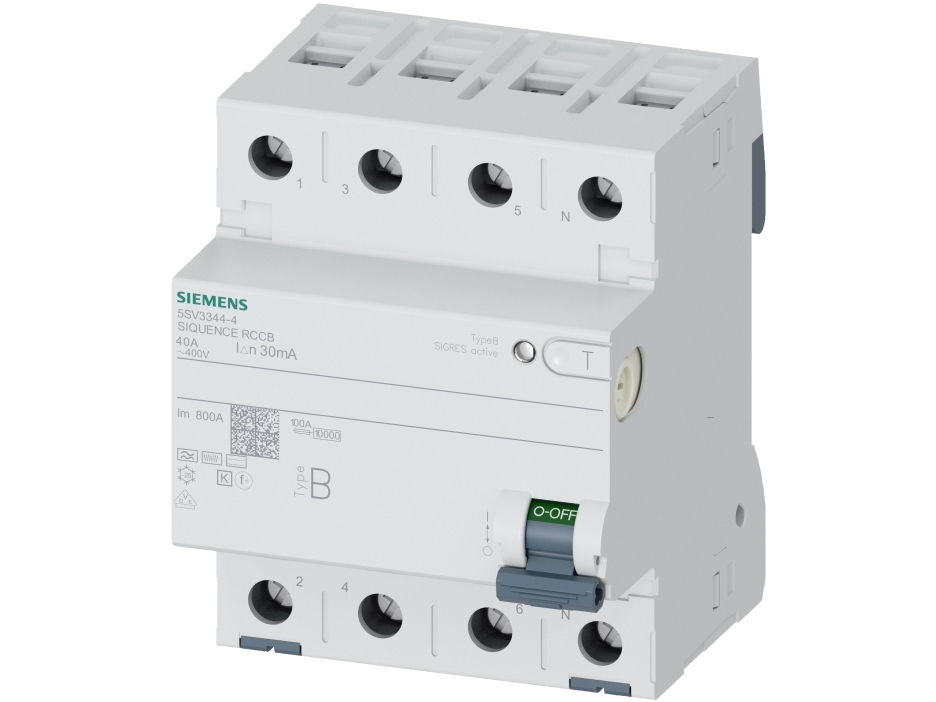 Siemens Hpfi 4-polet type b 40a 30 ma 400vac korttidsforsinke
