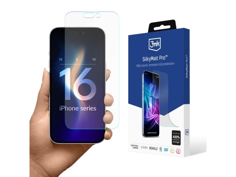 3Mk Silky Matt Pro, Apple, Iphone 16, Slagbestandig, Ridseresistent, Transparent, 1 Stk