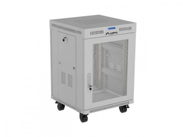 19"-Rack-Schrank, 15 He, 600 × 600, Grau, Perforierte Türen, Lcd, Lanberg (Flat Pack)