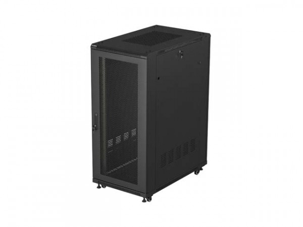 Installationsschrank 19" Rack Stehend 27U 600X1000 Schwarz Perforierte Türen Lanberg (Flat Pack)