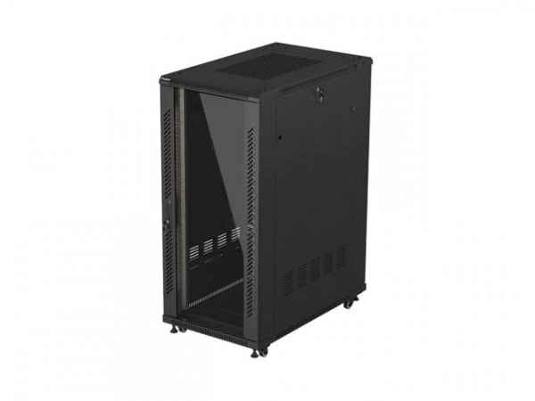 19" Rack-Schrank 27U 600X1000 Schwarz Mit Glastüren Lanberg (Flat Pack)
