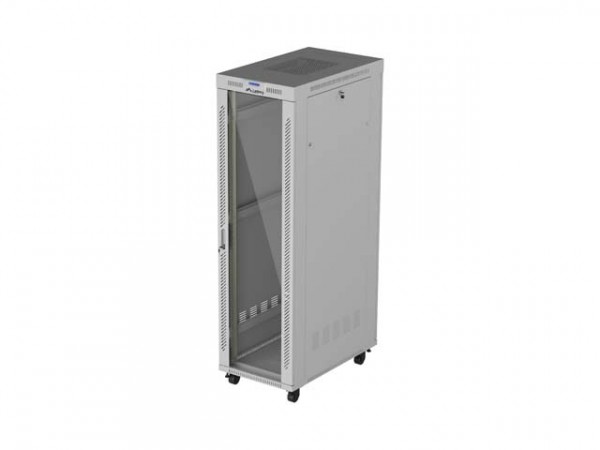 Lanberg 19" Stand-Rackschrank 42U 600×1000 Grau Glastür (Flat Pack)