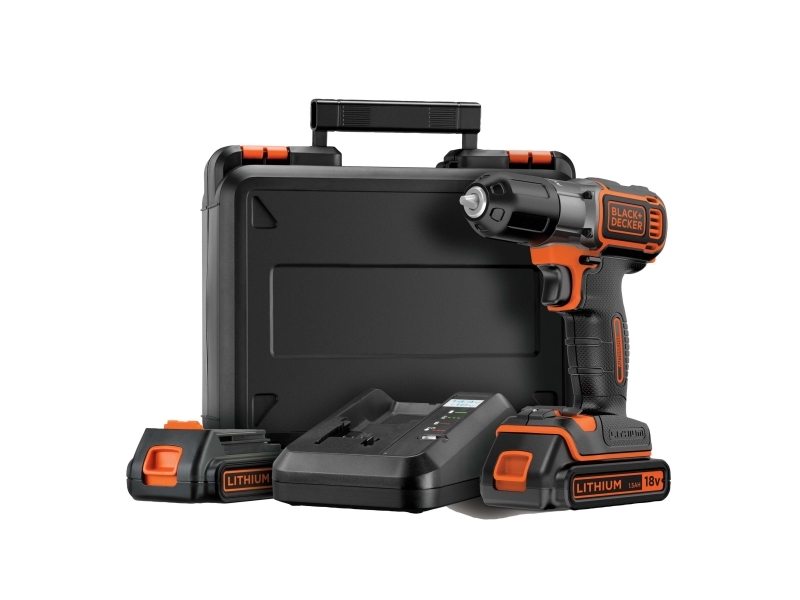 Black &amp  Decker ASD18KB, pistolgreppsborrmaskin, 1 cm, 2,5 cm, 1 cm, 800 rpm, 16 Nm