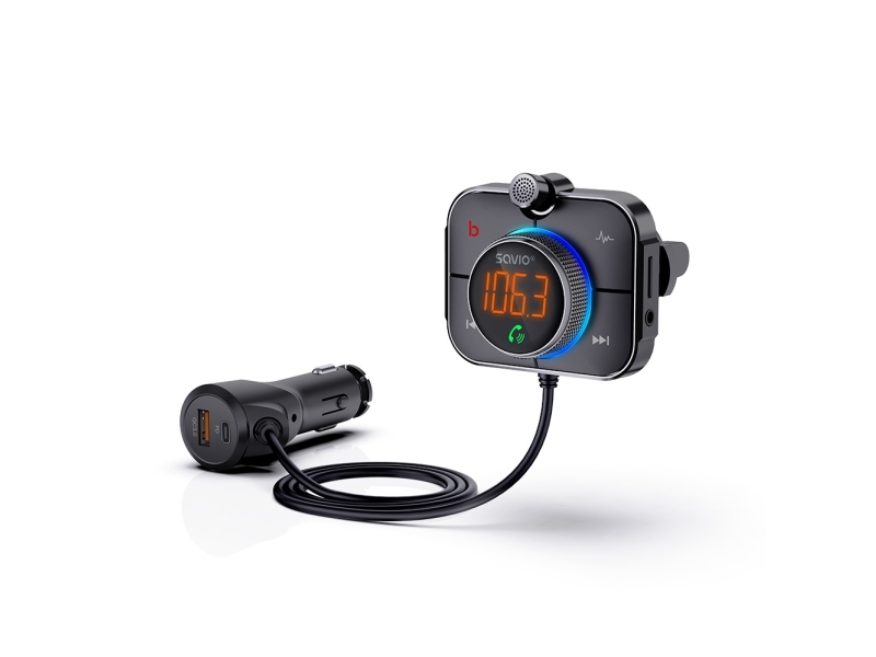 Savio Tr-14 Fm-Transmitter Mit Bluetooth Und Pd-Ladegerät, Analog Und Digital, Fm, 87,6 – 107,9 Mhz, Bluetooth/Usb, Micro-Usb A, Usb Typ C, Microsd (