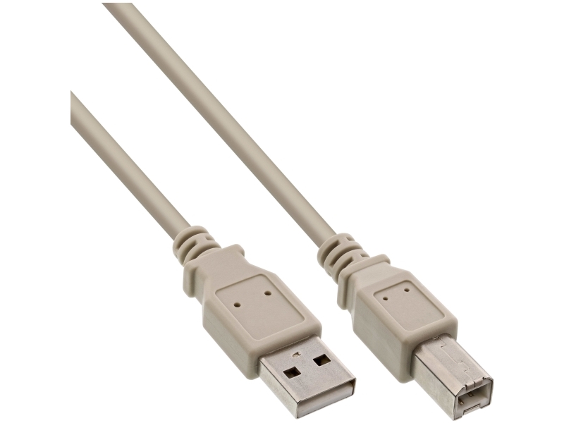 Inline Usb 2.0 Kabel, A An B, Beige, 2,0M, 2 M, Usb A, Usb B, Männlich/Männlich, 0,48 Gbit/S, Beige