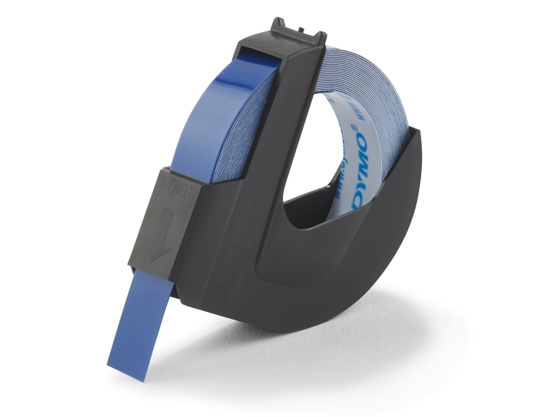 Dymo Original Prägeband | 3D Weiß Auf Blau | 9 Mm X 3 M | Selbstklebendes Kunststoff Etikettenband | Für Junior & Omega Beschriftungsgerät | 1 Stück,