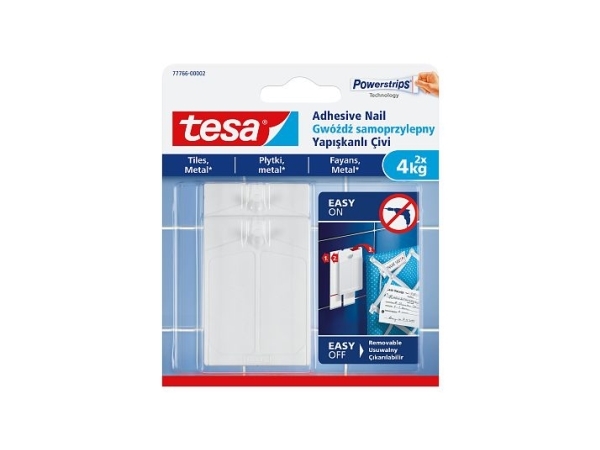 TESA 77766, Indendørs, Universal krog, Hvid, Klæbestrimmel, 4 kg, 2 stk
