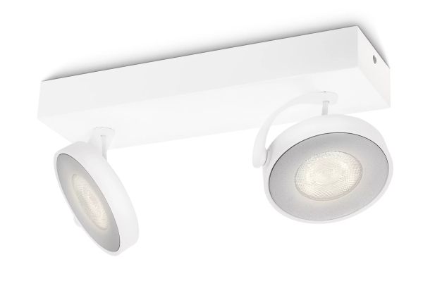 Philips Dæmpbar Led Clockwork Lofts-/Vægspot X 2, Overflade Spotlys, Ikke-Udskiftelig Pære , 2 Pære(R ), Led, 2700 K, Hvid
