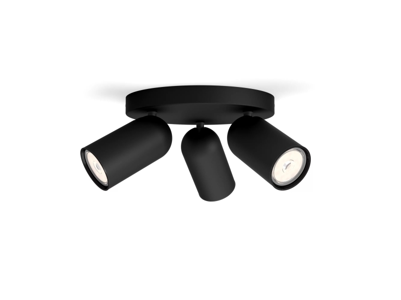 Philips Myliving Pongee Decken-/Wandspot, 3 X, Strahler Oberflächenbeleuchtung, Gu10, 3 Glühbirne(N), Led, 220-240 V, Schwarz