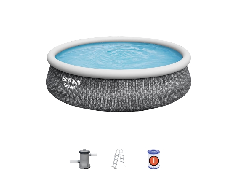 Bestway 57372, 12362 L, Oppustelig pool, Voksen & barn, Stige, Grå, 38,8 kg