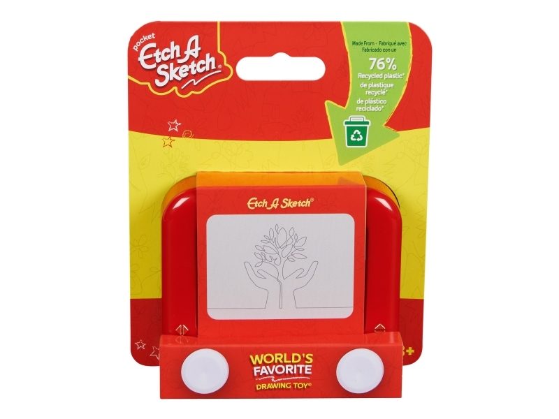 Etch A Sketch Pocket - Das Original Aus 76% Recyceltem Kunststoff Im Taschenformat, Magnetische Zeichentafel Für Kinder, 3 Jahr(E), Kunststoff, Rot