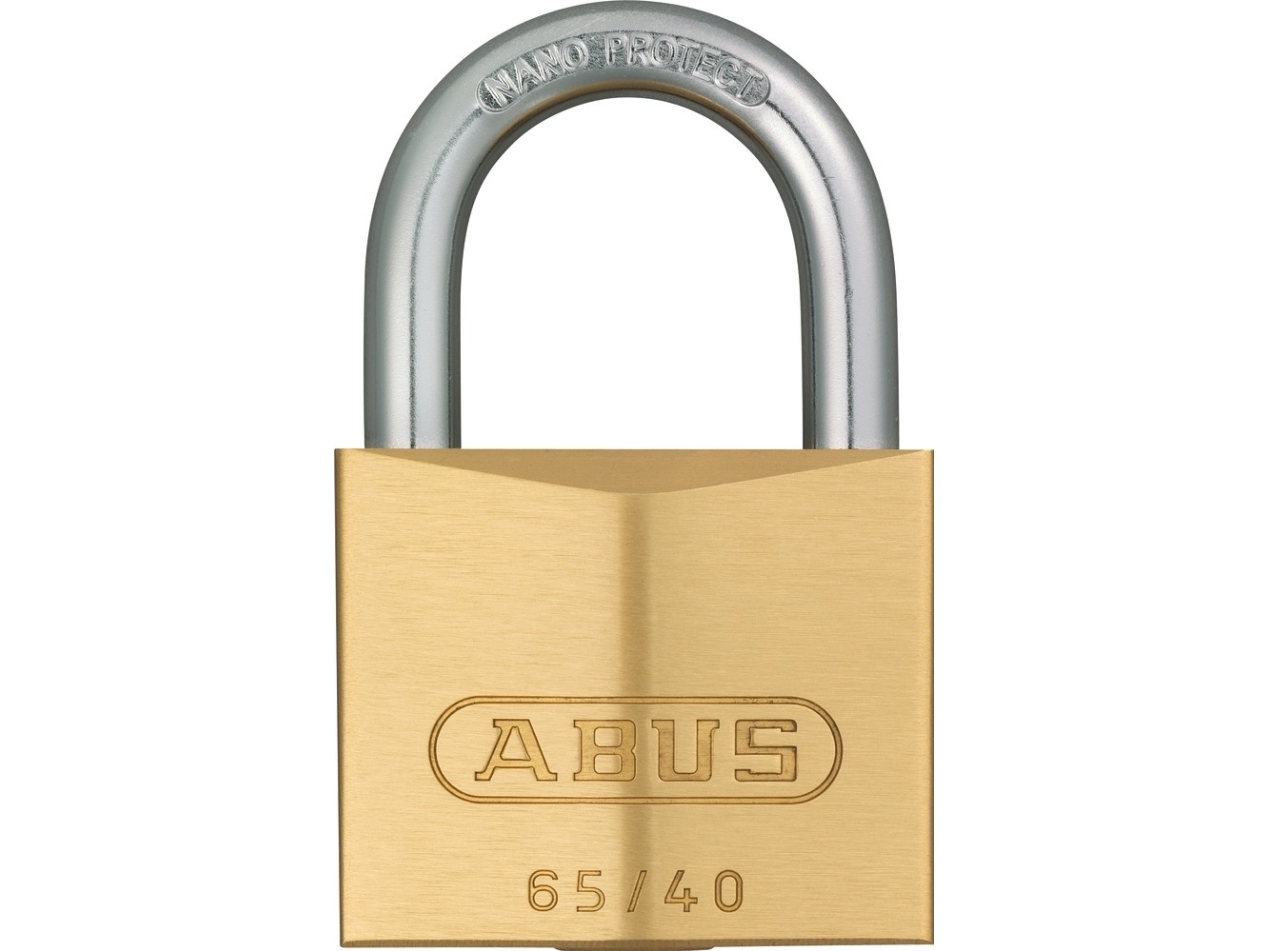ABUS 65/40 KD, Konventionelle hængelås, Nøglelås, Indtastet forskelligt, Messing, Messing, Stål