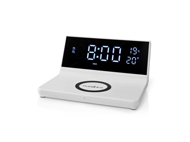 Nedis Wcacq20wt, Digitaler Wecker, Rechteck, Weiß, 24 H, 1 °C, °C