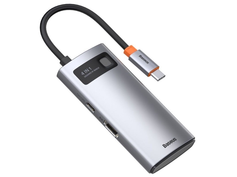Baseus Metal Gleam Series 4-In-1 Usb-C Hub, Universel, Usb, Usb Type-C, Sølv