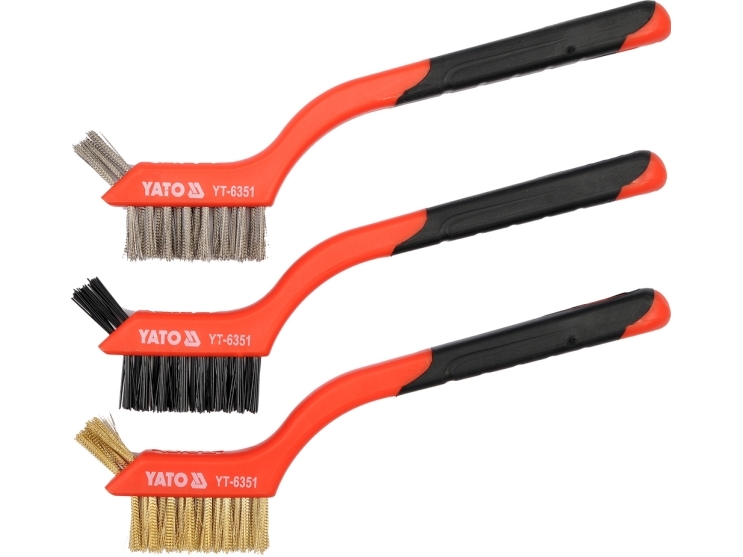 Yato 3-Reihige Drahtbürsten Edelstahl-Messing-Nylon 180Mm 3Stück (Yt-6351)