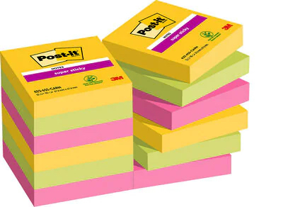 Post-it Super Sticky Notes Carnival Collection, 47,6 x 47,6 mm, pakke a 12 stk