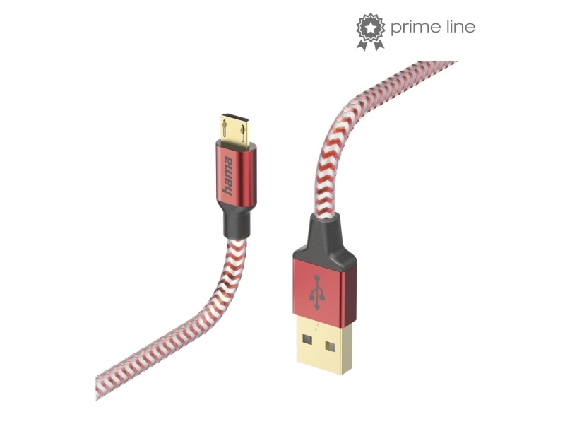 Hama Reflective, 1,5 M, Usb A, Micro-Usb B, Usb 2.0, 0,48 Gbit/Sec, Rot