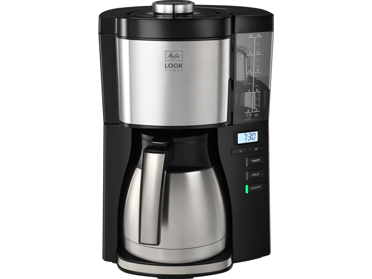 Melitta 1025-18, Filter Kaffemaskine, 1,375 L, 1000 W, Sort, Sølv