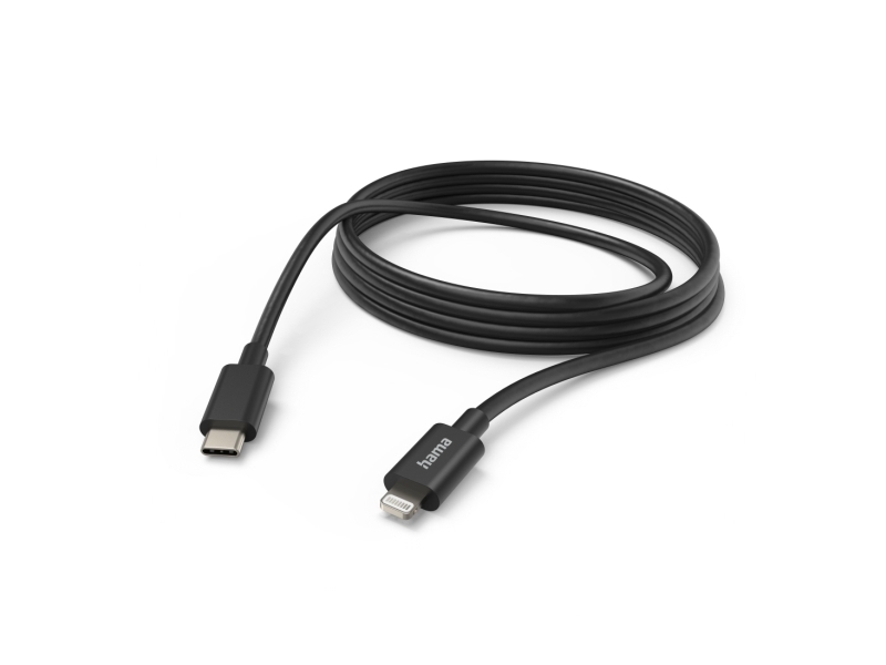 Hama 00201599, 3 M, Lightning, Usb C, Hanstik, Hanstik, Sort