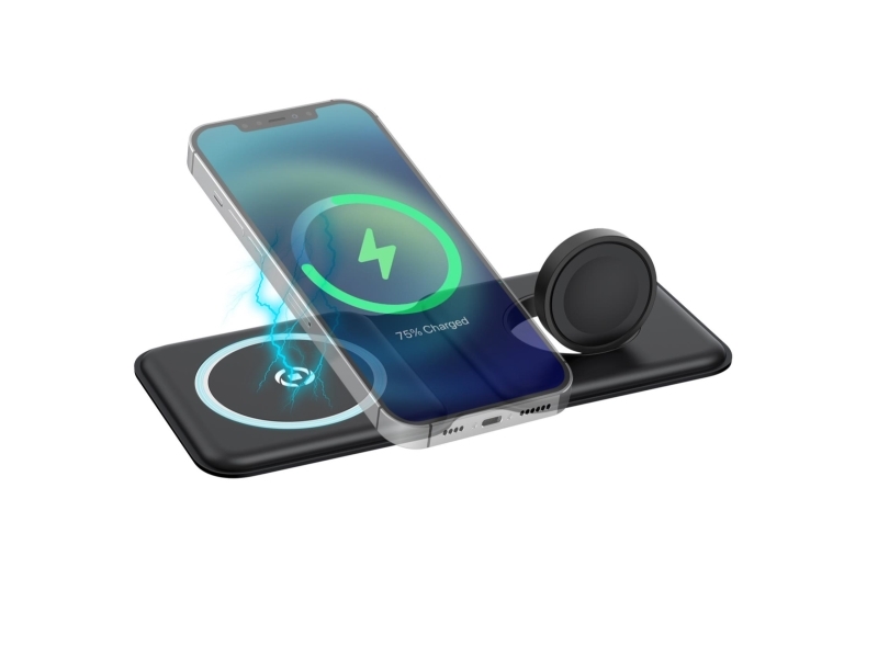 Celly Magfold2in1, Drinnen, Usb, Kabelloses Aufladen, Schwarz