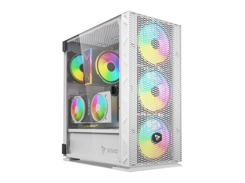 Argb Mesh/Glas Computergehäuse, Raptor X1 Weiß