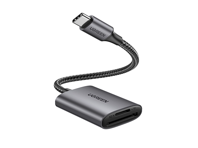 Ugreen 80888, Microsd (Transflash), Sd, Schwarz, Metallisch, 100 Mbit/S, Usb 3.2 Gen 1 (3.1 Gen 1) Type-C, 34 Mm, 56,1 Mm