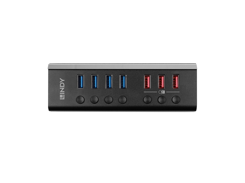 Lindy 43371, Usb 3.2 Gen 1 (3.1 Gen 1) Type-B, Usb 3.2 Gen 1 (3.1 Gen 1) Type-A, 5000 Mbit/S, Sort, Acrylonitrilbutadienstyren, Aluminium, Quick Char
