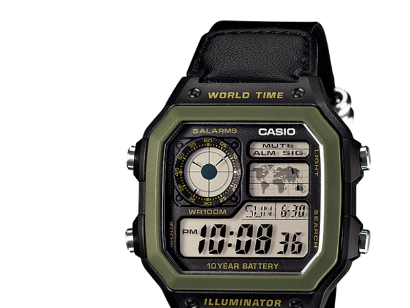 Casio AE-1200WHB-1BVDF, Vandfast, Elektronisk