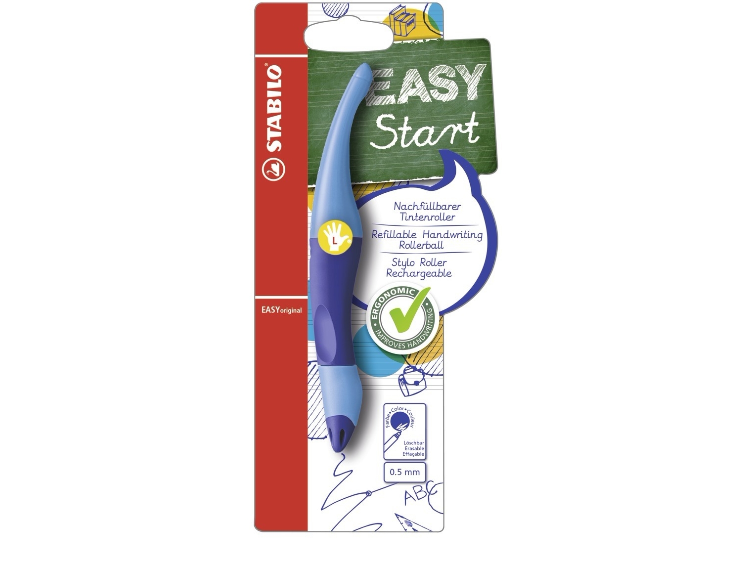 STABILO EASYoriginal, Tynn penn, Blå, Blå, 0,5 mm, Medium, Venstrehendt
