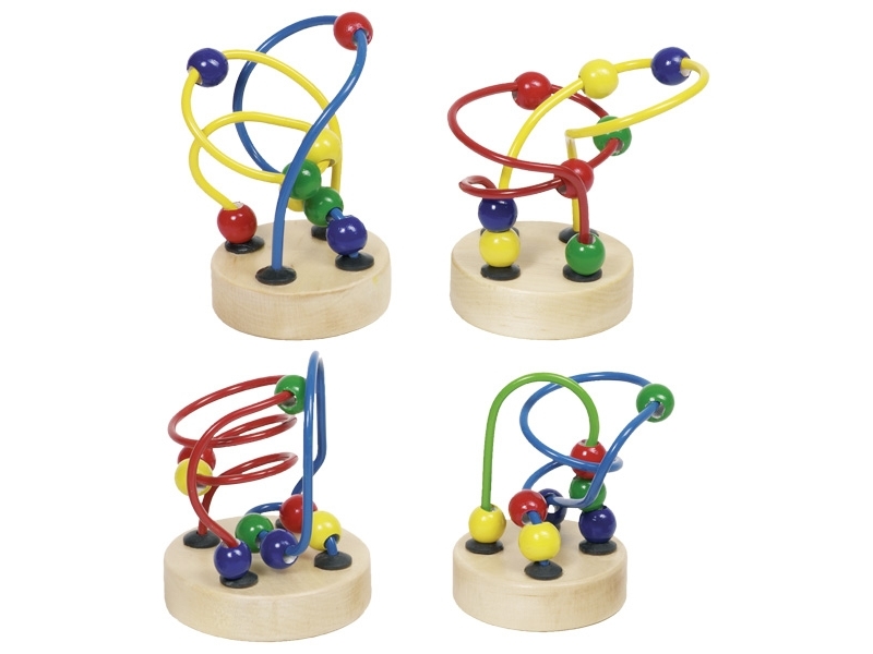 Goki Mini bead maze, 1 År, Metal, Træ, Flerfarvet