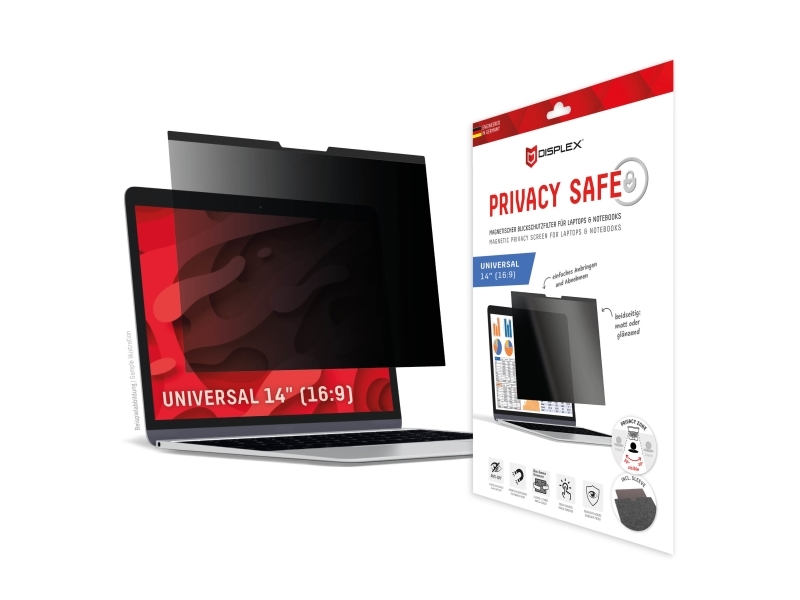 Displex 01762, 35,6 Cm (14"), 16:9, Laptop, Rammeløst Display Privatlivsfilter, 5H, Blank/Mat