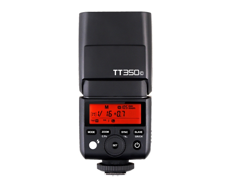 Godox TT350C, 2,2 sek./side, 16 kanaler, 200 g, Slave blitz