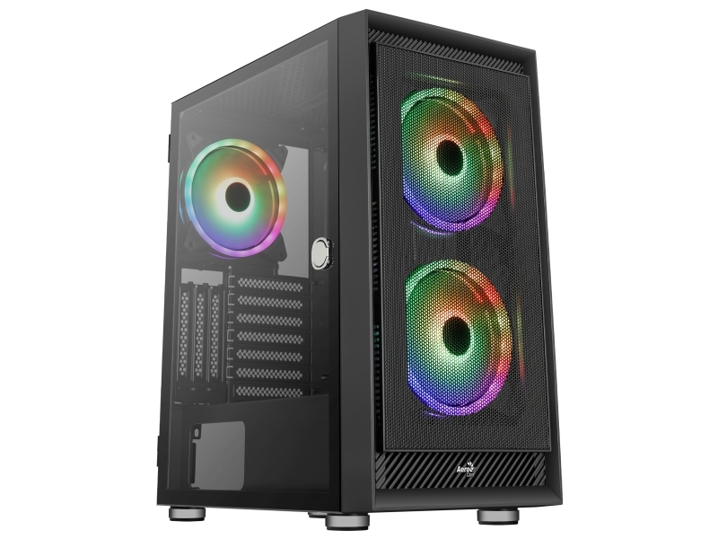 Aerocool Graphite V3, Midi Tower, Pc, Schwarz, Atx, Micro Atx, Mini-Itx, Abs, Spcc, Stahl, Blau, Grün, Rot