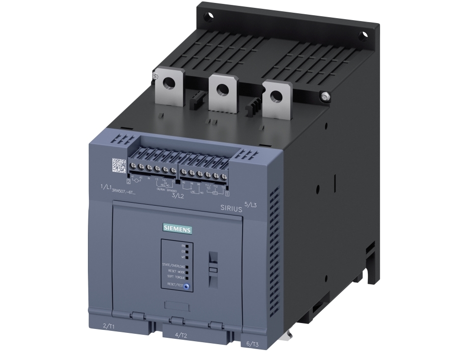 Siemens 3RW5075-6TB04 3RW50756TB04 Softstarter Motoreffekt ved 400 V 200 kW Motoreffekt ved 230 V 110 kW 200 V, 480 V, nominel strøm 370 A, IP00, 8,3 kg, 325 mm, 280 mm, 280 mm