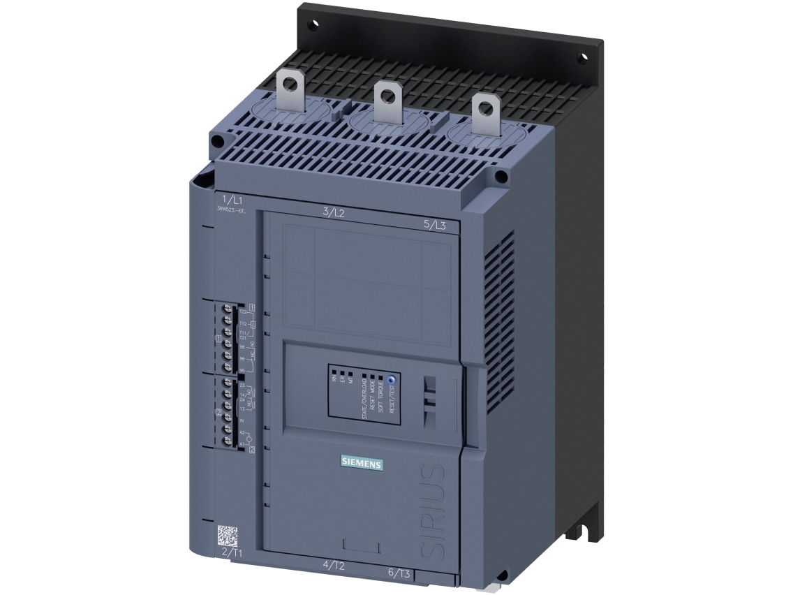 Siemens 3RW5234-6TC04 3RW52346TC04 Softstarter Motoreffekt ved 400 V 55 kW Motoreffekt ved 230 V 30 kW 200 V, 480 V Nominel strøm 113 A, IP00, 7,74 kg, 403 mm, 303 mm, 338 mm