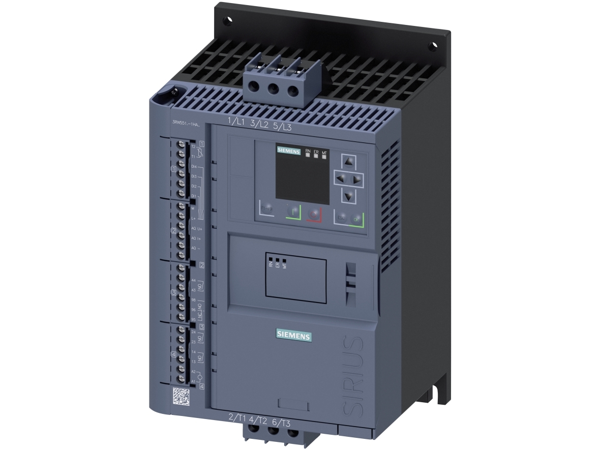 Siemens 3RW5513-1HA05 3RW55131HA05 Pehmokäynnistysyksikkö Moottorin teho 400 V:n jännitteellä 5,5 kW Moottorin teho 230 V:n jännitteellä 3 kW 200 V, 600 V Nimellisvirta 13 A