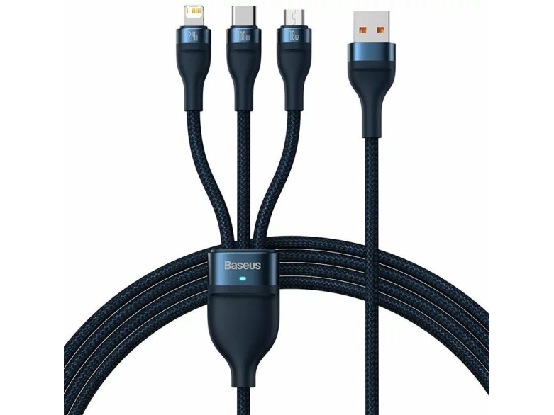 Baseus Cass030003, 1,2 M, Usb A, Usb C/Micro Usb-A/Lightning, Blau