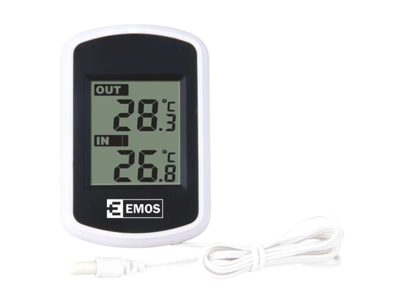 Emos E0041, Elektronisches Umgebungsthermometer, Indoor/Outdoor, Digital, Schwarz, Weiß, Rechteckig, °C
