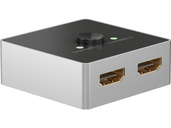 Goobay Manuell HDMI™-omkopplare 2 till 1 (4K @ 60 Hz) för att växla mellan 2x HDMI™-enheter som är anslutna till 1x HDMI™-skärm