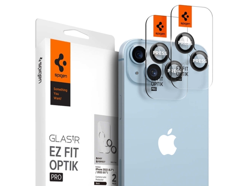 Spigen Ez Fit Optik Pro, Linsebeskytter, Sort, Transparent, Hærdet Glas, Apple, Iphone 14 (6.1-Inch) 2022 Iphone 14 Plus (6.7-Inch) 2022, Kasse